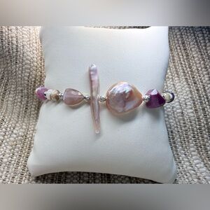 Pita Dewar Ruby and Pearl Mix Bracelet - Purple Pink Mauve
